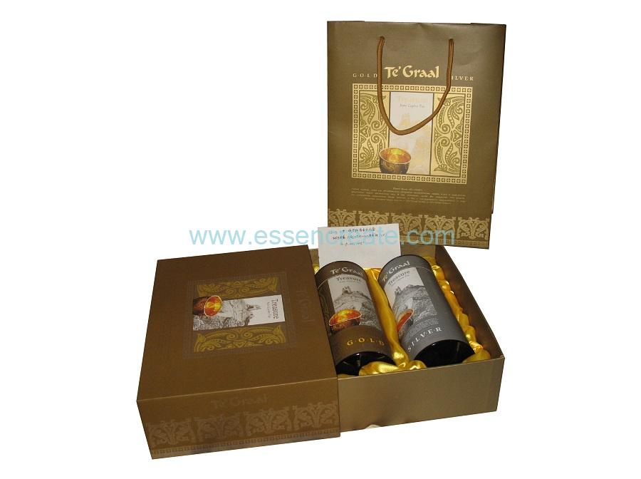 Red Tea Packaging Box with Two Paper Cans