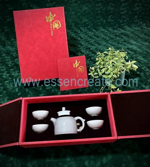 Produces Leather Ceramic Kung Fu Tea Gift Boxes